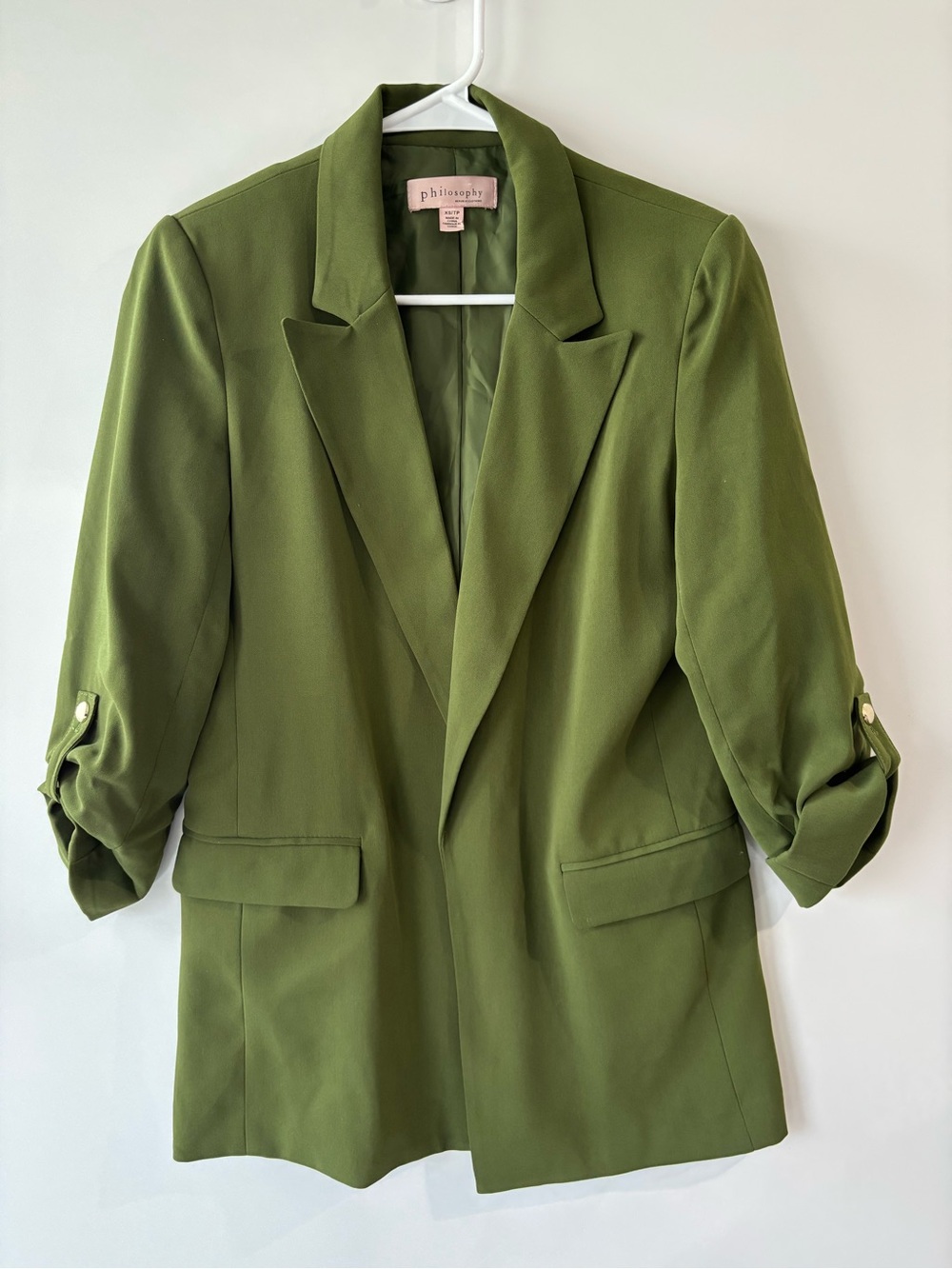 Philosophy Olive Green Roll-Sleeve Blazer